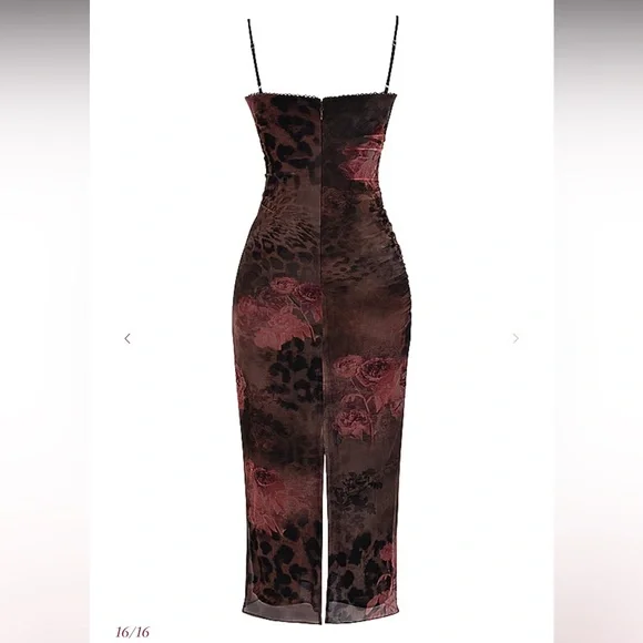 House of CB Red and Brown Floral Maxi Dress